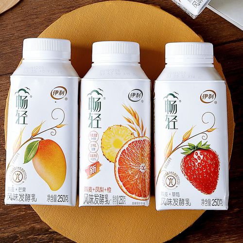 包邮 畅轻酸奶风味酸牛奶250g*12盒装草莓黄桃味益生菌发酵乳